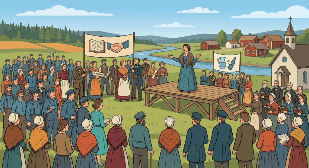 En samling människor från nykterhetsrörelsen under 1800-talet.