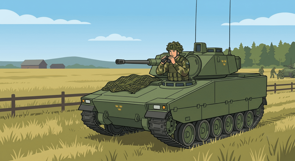 Svenska soldater i ett militärfordon under en Nato-övning.